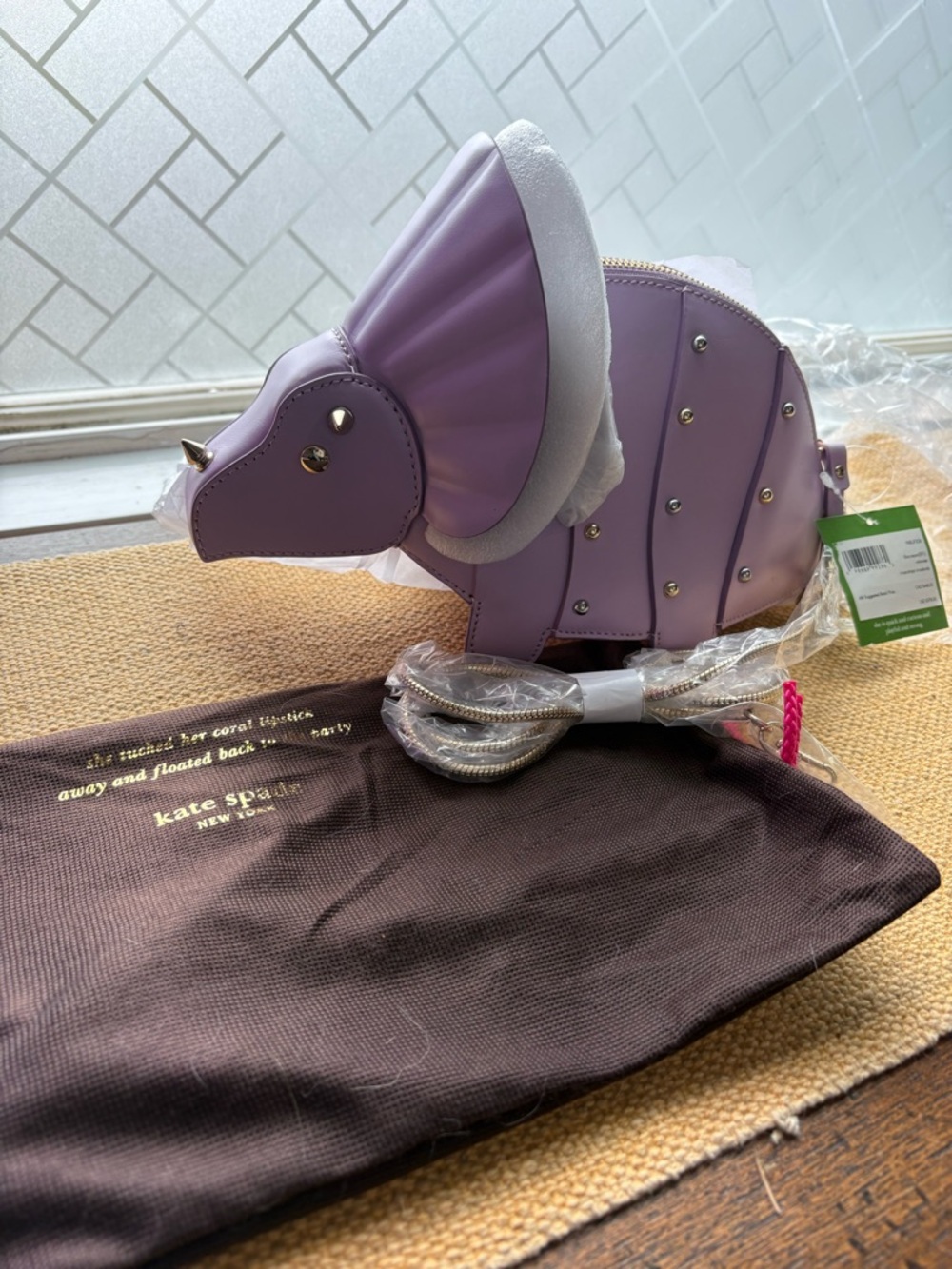 Kate Spade New York Whimsies Lavender Triceratops Crossbody